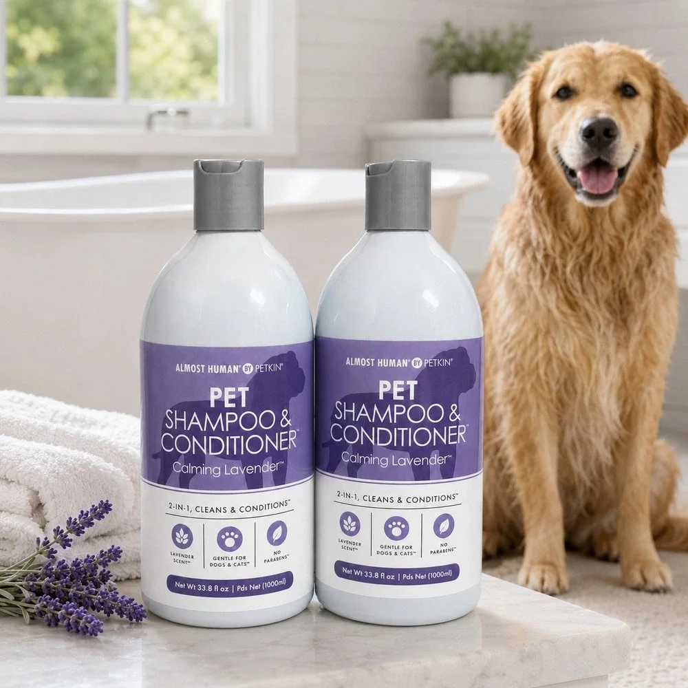 Petkin Almost‎ Human 2-in-1 Pet Shampoo Conditioner Lavender 33.8 oz 2-Pack